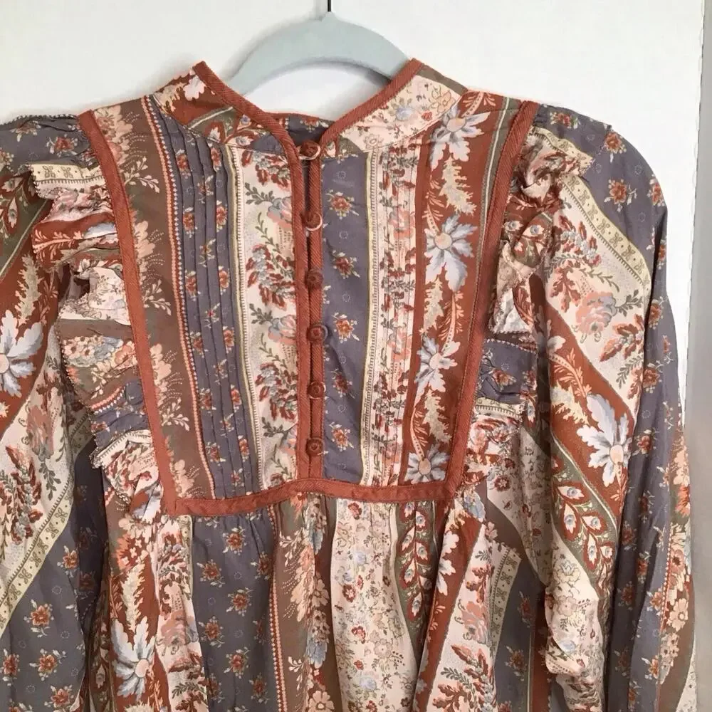 NWT - Faherty Sparrow Long Sleeve Blouse Ashord Print Size XS - Picture 4 of 8